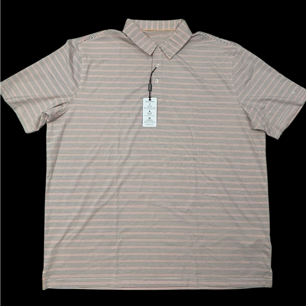 Michel Rouen Men’s Performance Polo Striped‎ Shirt 2XL Casual Golf NWT